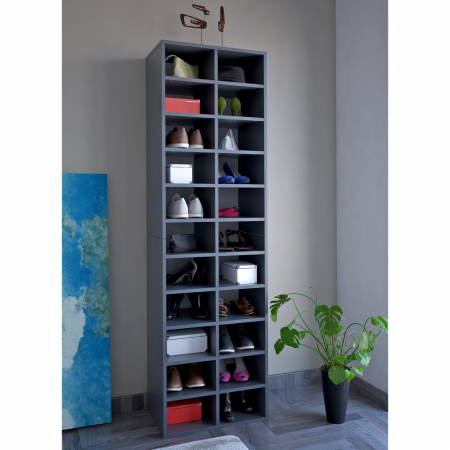 Pantofar cu rafturi, 184 cm inaltime x 54 cm latime x 34 cm adancime,  capacitate mare incaltaminte , culoare grafit, [5]