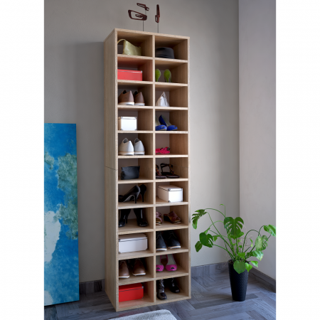 Pantofar cu rafturi, 184 cm inaltime x 54 cm latime x 34 cm adancime, capacitate mare incaltaminte , stejar sonoma [3]