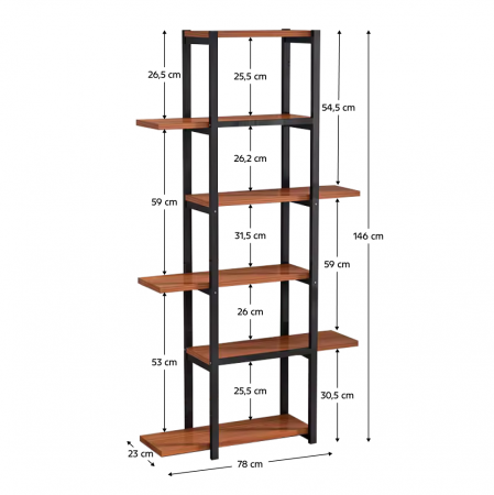 Raft, negru/lemn rustic, LEMY [1]
