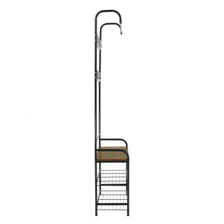Raft pentru pantofi, lemn rustic şi metal negru / MDF, KELAM [7]