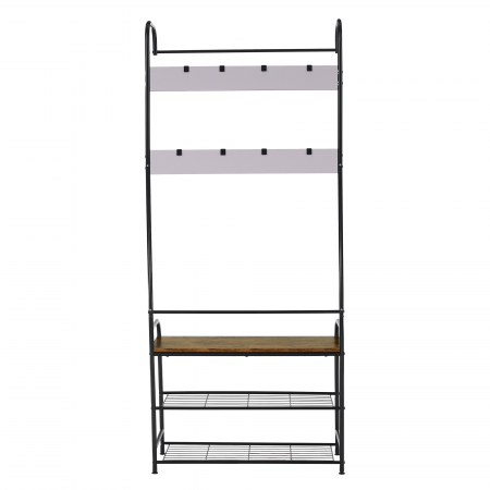Raft pentru pantofi, lemn rustic şi metal negru / MDF, KELAM [6]
