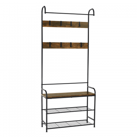 Pantofare Hol - Raft pentru pantofi, lemn rustic şi metal negru / MDF, KELAM