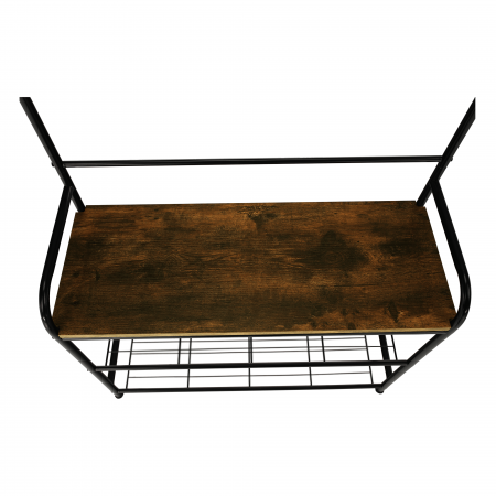Raft pentru pantofi, lemn rustic şi metal negru / MDF, KELAM [14]