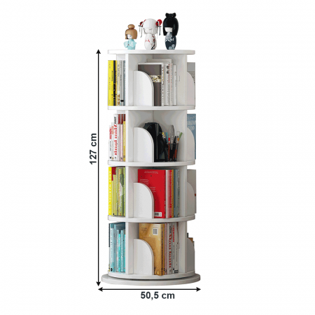 Raft rotativ de carti , alb , 158x50,5 cm ,2 variante de inaltime [2]