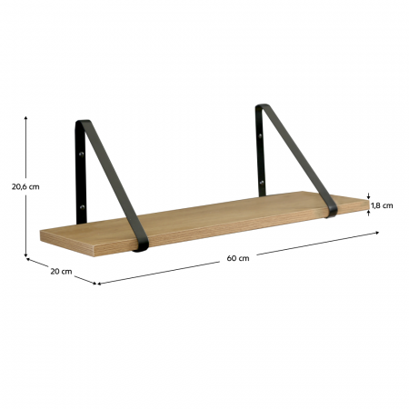 Raft suspendat, stejar / negru, SAGIRA [4]