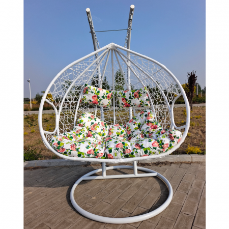 Scaun agăţat dublu, alb/model floral, DALVEA 2 NEW [2]