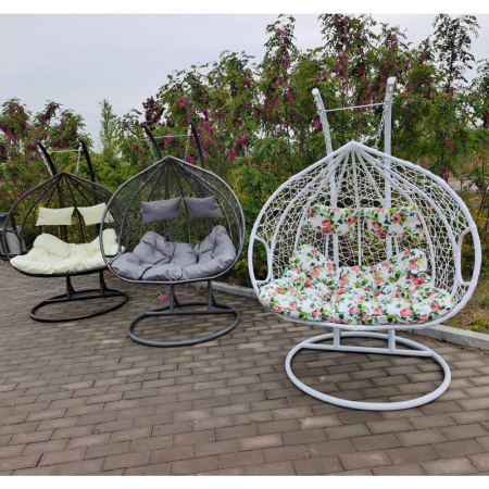 Scaun agăţat dublu, alb/model floral, DALVEA 2 NEW [7]