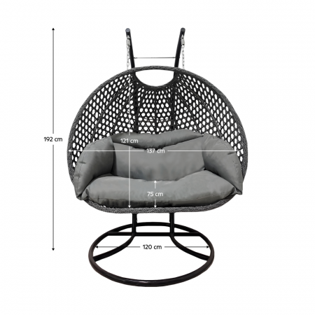 Scaun agăţat dublu, negru/gri/gri închis, DAKAN NEW [2]