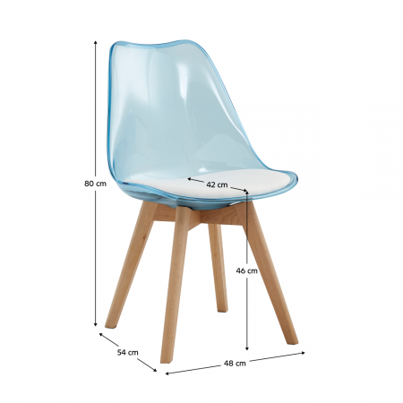 Scaun, albastru transparent, acrilic/piele ecologică/fag, BALI 2 NEW [5]