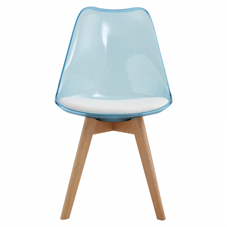 Scaun, albastru transparent, acrilic/piele ecologică/fag, BALI 2 NEW [2]