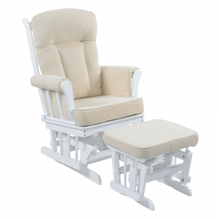 Fotolii balansoar/relaxante - Scaun balansoar cu suport pentru picioare, alb/crem, SAFORD