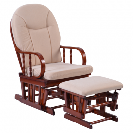 Fotolii balansoar/relaxante - Scaun balansoar cu suport pentru picioare, nuc/bej, TALMAN