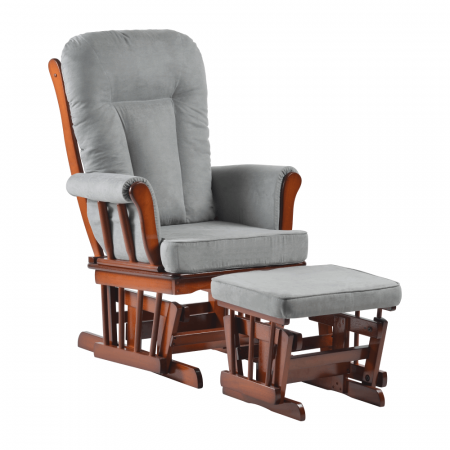 Fotolii balansoar/relaxante - Scaun balansoar cu suport pentru picioare, nuc/gri, SAFORD