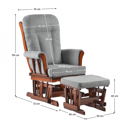 Scaun balansoar cu suport pentru picioare, nuc/gri, SAFORD [5]