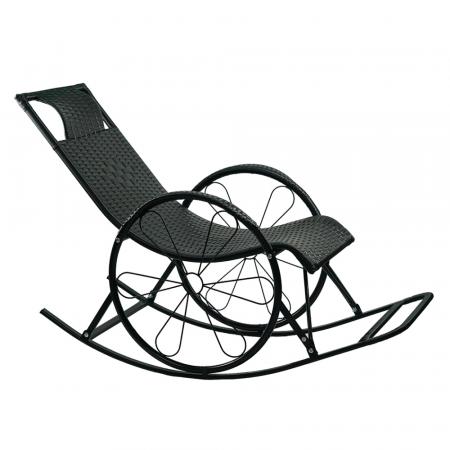 Fotolii balansoar/relaxante - Scaun balansoar, ratan/metal, negru, ROKIN