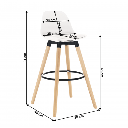 Scaun bar, alb/fag, EVANS [14]