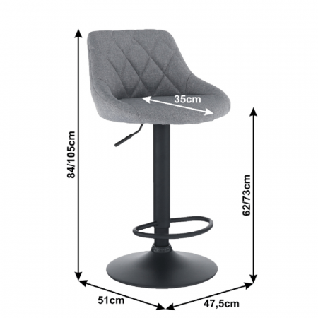 Scaun bar, material textil gri/negru, TERKAN [7]
