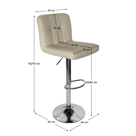 Scaun bar, piele ecologică bej/crom, KANDY 2 NEW [3]