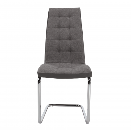 Scaun bucătărie, material textil gri deschis/piele ecologică gri/crom, SALOMA NEW [8]