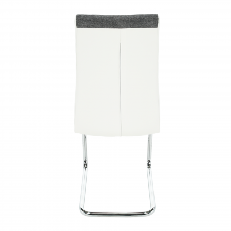 Scaun bucătărie, material textil gri închis/piele ecologică albă/crom, SALOMA NEW [10]