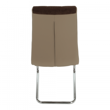 Scaun bucătărie, material textil maro/piele ecologică bej/crom, SALOMA NEW [1]