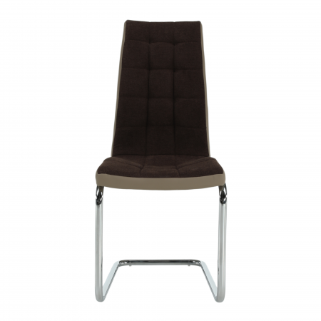 Scaun bucătărie, material textil maro/piele ecologică bej/crom, SALOMA NEW [2]