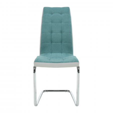 Scaun bucătărie, material textil mentol/piele ecologică gri/crom, SALOMA NEW [6]