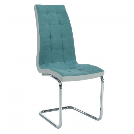 Scaune bucatarie - Scaun bucătărie, material textil mentol/piele ecologică gri/crom, SALOMA NEW