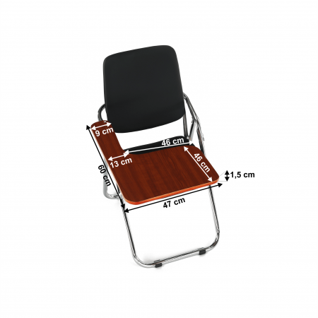 Scaun conferinţă cu măsuţă, negru/natural, SONER [1]