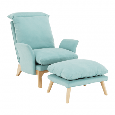 Fotolii balansoar/relaxante - Scaun cu suport pt. picioare, mentol / natural, ZANDER