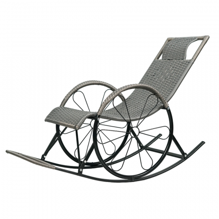Scaun de balansare, ratan/metal, gri, ROKIN [1]