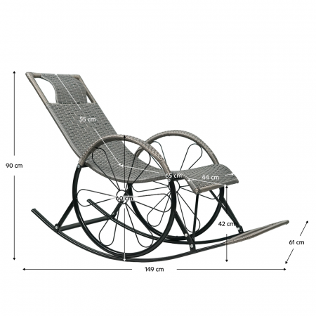 Scaun de balansare, ratan/metal, gri, ROKIN [6]