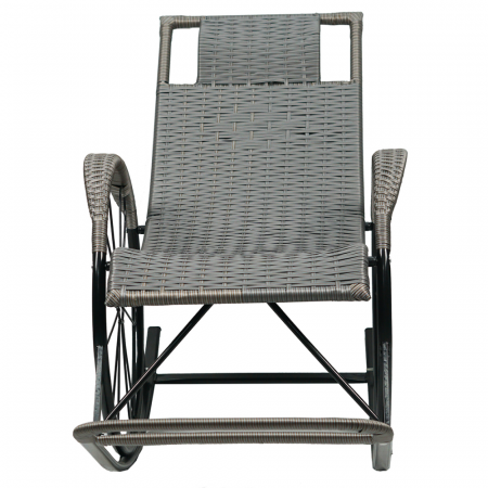 Scaun de balansare, ratan/metal, gri, ROKIN [3]