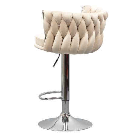 Scaun de bar de design, bej ţesătură Velvet/crom, BRIN [6]
