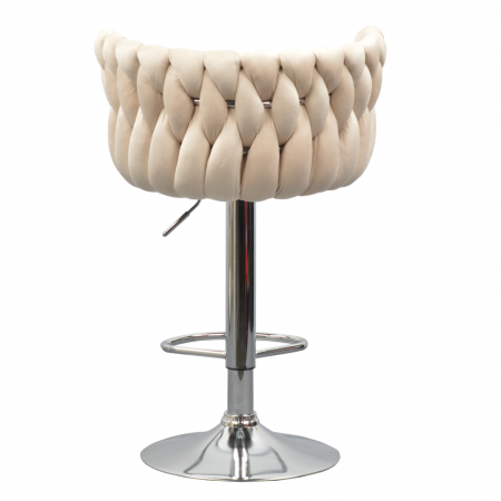 Scaun de bar de design, bej ţesătură Velvet/crom, BRIN [7]