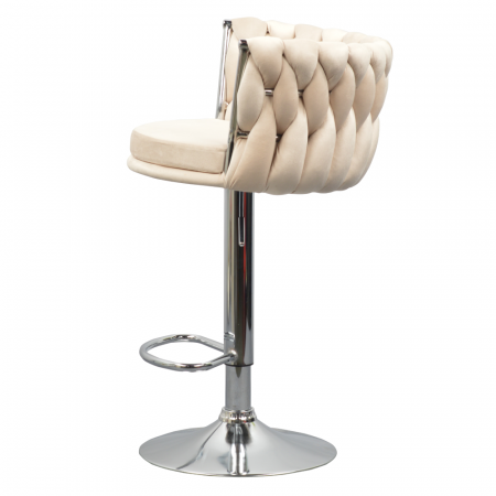 Scaun de bar de design, bej ţesătură Velvet/crom, BRIN [5]