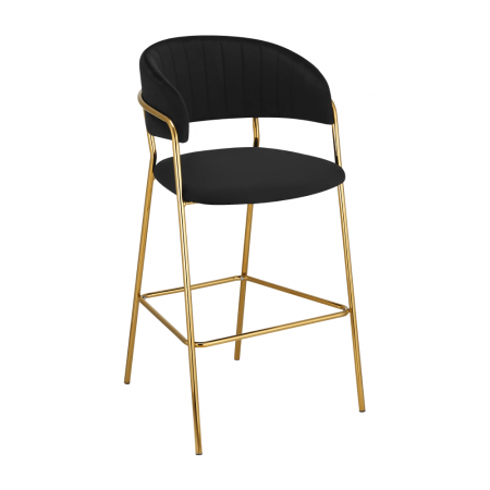 Scaune bucatarie - Scaun de bar de design, material catifea neagră/gold crom auriu, DASMIN TIP 2