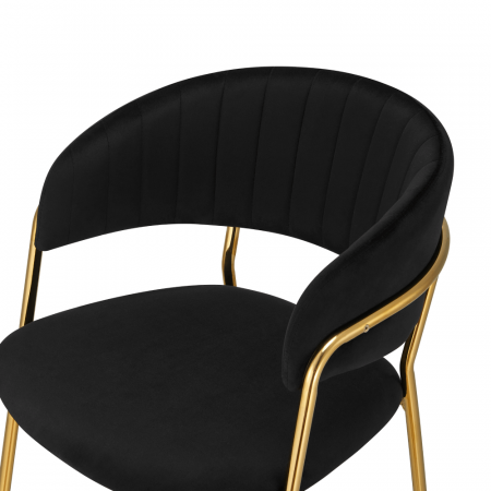 Scaun de bar de design, material catifea neagră/gold crom auriu, DASMIN TIP 2 [3]