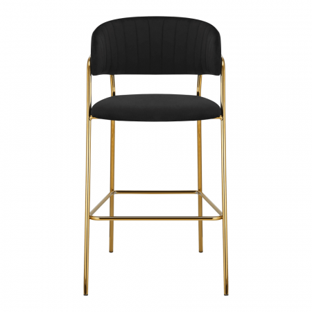 Scaun de bar de design, material catifea neagră/gold crom auriu, DASMIN TIP 2 [1]