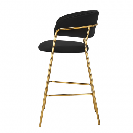 Scaun de bar de design, material catifea neagră/gold crom auriu, DASMIN TIP 2 [2]