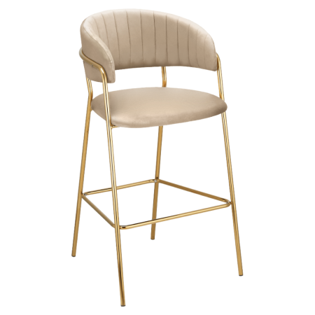 Toate Produsele - Scaun de bar de design, ţesătură bej Velvet/gold crom auriu, DASMIN NEW TIP 2