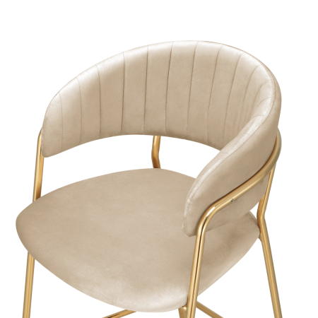 Scaun de bar de design, ţesătură bej Velvet/gold crom auriu, DASMIN NEW TIP 2 [3]
