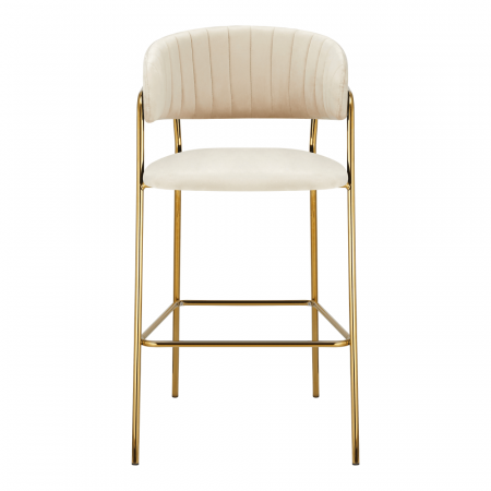 Scaun de bar de design, ţesătură bej Velvet/gold crom auriu, DASMIN TIP 2 [1]
