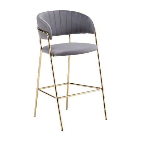 Scaune bucatarie - Scaun de bar de design, ţesătură gri-maro Velvet/gold crom auriu, DASMIN TIP 2