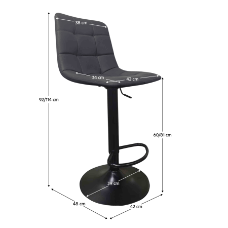 Scaun de bar, gri/negru, LAHELA NEW [6]