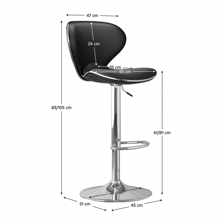 Scaun de bar, negru/crom, HEDLI [1]