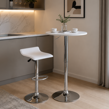 Scaun de bar, piele ecologică alb/crom LARIA 2 NEW [8]