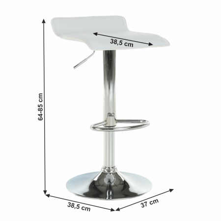 Scaun de bar, piele ecologică alb/crom LARIA NEW [13]
