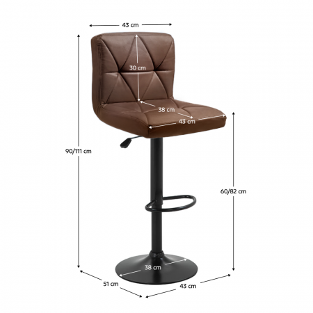 Scaun de bar, piele ecologică maro/negru, SELEST [2]
