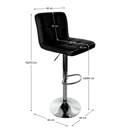 Scaun de bar, piele ecologică negru/crom, KANDY 2 NEW [3]